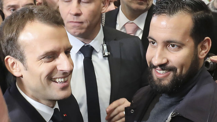 Emmanuel Macron y Alexander Benalla