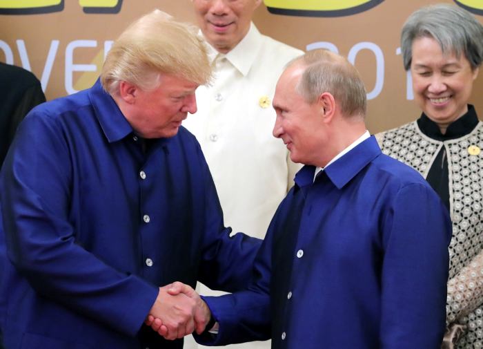 Los presidentes Donald Trump y Vladimir Putin en Helsinki, Finlandia