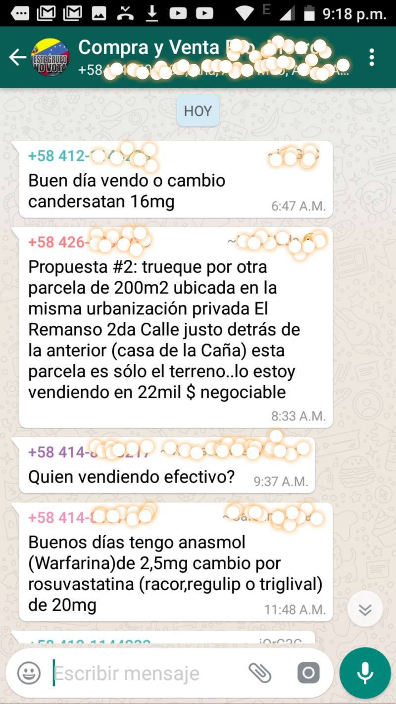 En Venezuela, por WhatsApp se hacen trueques, compra de efectivo y ventas en moneda distinta al Bolívar