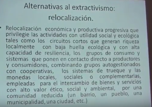 Francisco José Velazco mencionó La Relocalización como una de las alternativas al Extractivismo