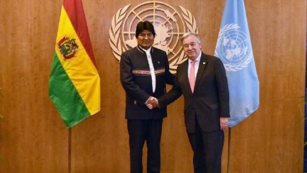 Evo Morales y Antonio Guterres