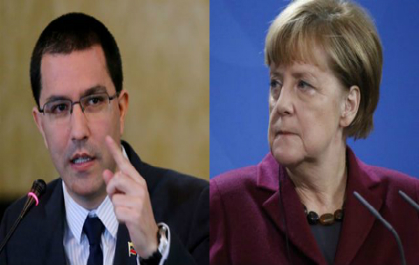 Ministro Jorge Arreaza expresó su descontento a través de la red social Twitter por la reacción de la canciller alemana Angela Merkel.