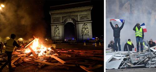 Los chalecos amarillos se enfrentaron con la policía en París durante la mayor parte del día