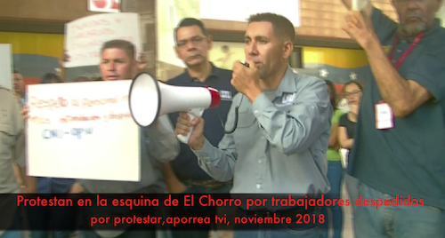 Protestan en la esquina de El Chorro por trabajadores despedidos por protestar