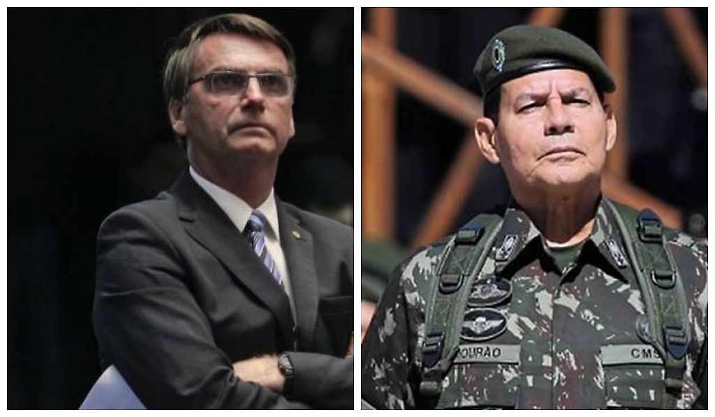 Jair Bolsonaro y el general Hamilton Mourao, vicepresidente electo de Brasil