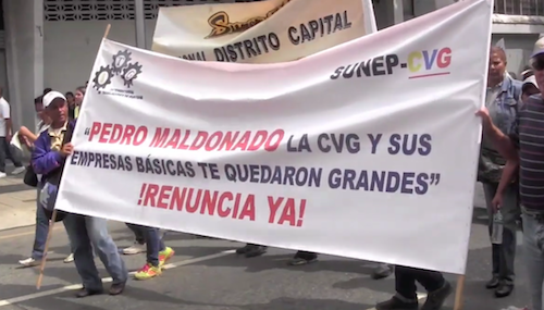 Pancartas con mensajes muy precisos como esta de los trabajadores de Guayana