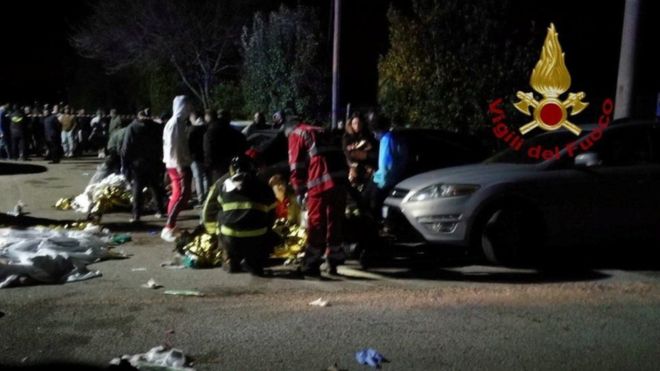 Estampida ocasiona en Italia la muerte de 6 personas y cientos de heridos