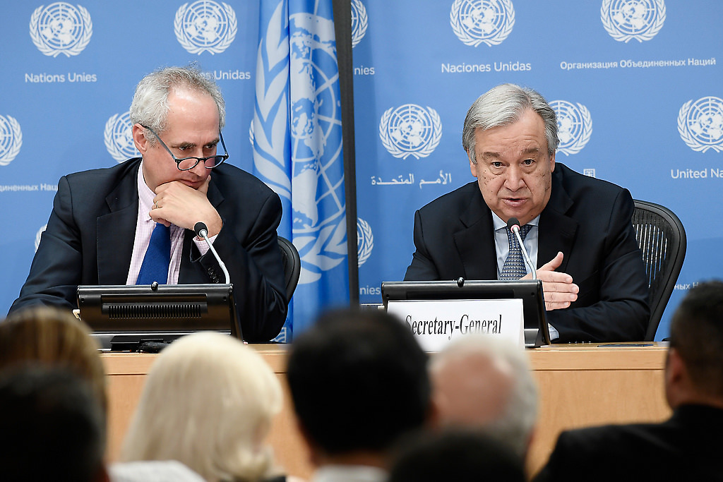 Antonio Guterres y Stéphane Dujarric, ONU