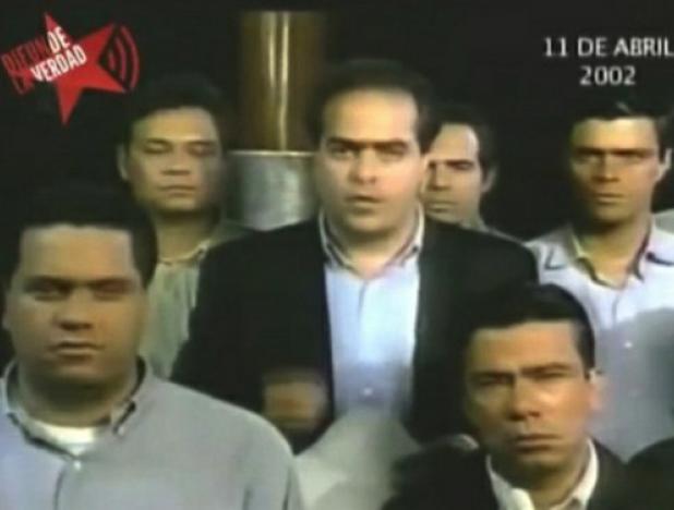 Borges, vocero del partido "Primero "Justicia" en el golpe de estado al presidente Chávez en 2.002.