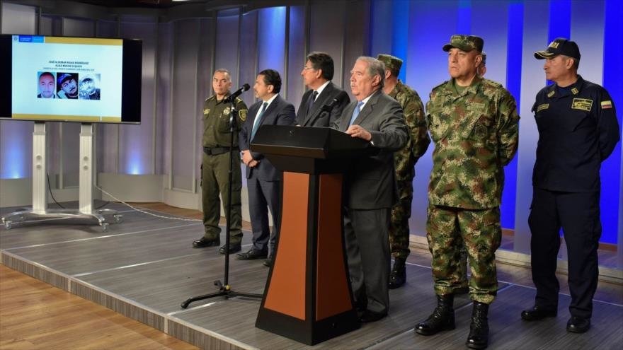 El ministro de Defensa de Colombia, Guillermo Botero, ofrece una rueda de prensa en Bogotá