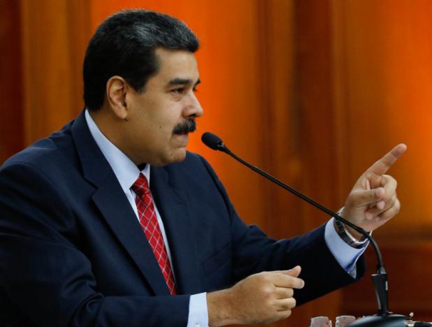 Presidente Maduro durante rueda de prensa con medios nacionales e internacionales. en el Palacio de Miraflores, Caracas