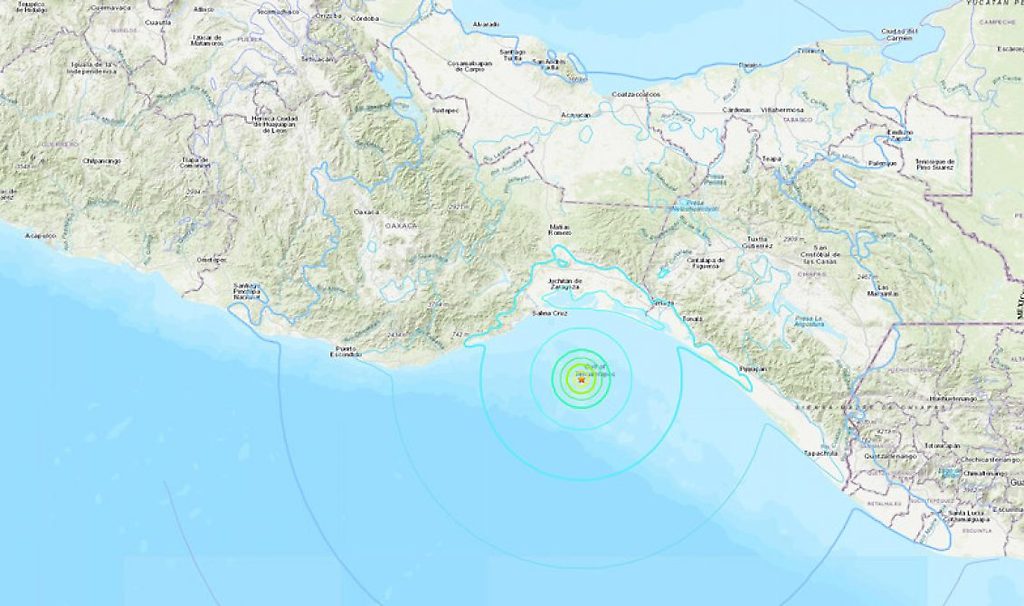 El epicentro del sismo se localizó a 88 kilómetros al sureste de la ciudad de Salina Cruz, en Oaxaca