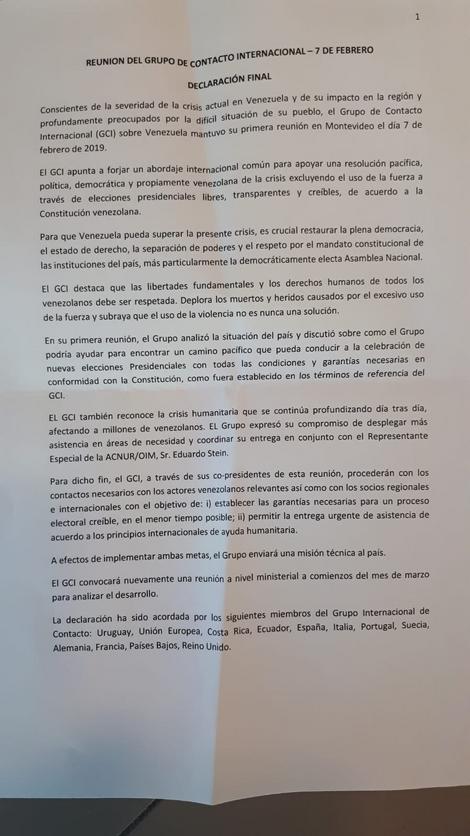 Declaración del GCI