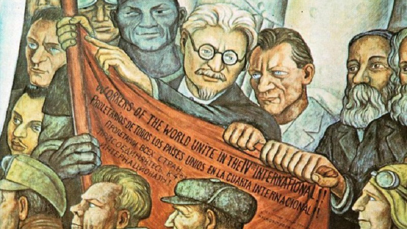 Imagen tomada de mural de Diego de Rivera, relacionada con la fundación de la IV Internacional