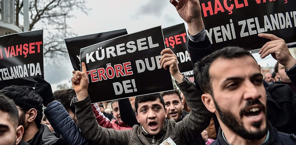 Protestas en Turquía en contra del atentado terrorista en Nueva Zelanda