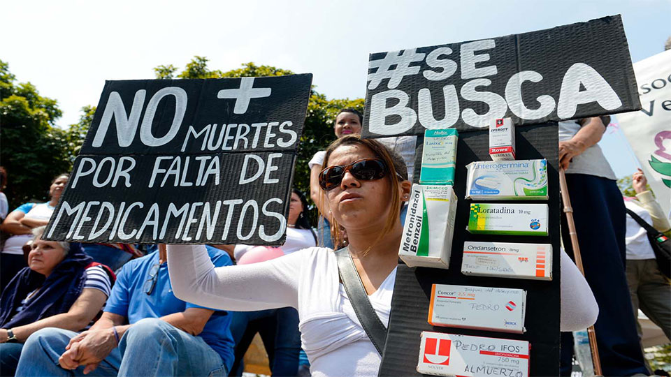 Protesta por falta de medicamentos en Venezuela