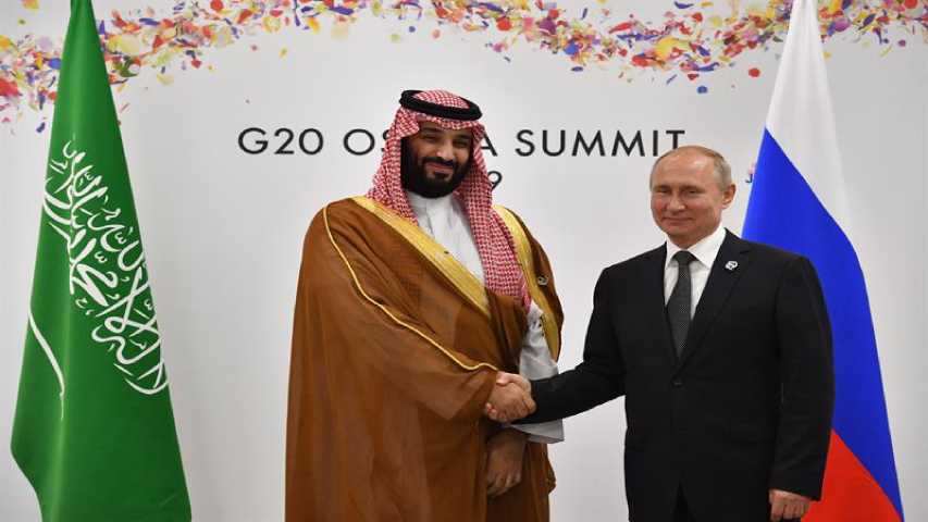 Presidente ruso, Vladímir Putin y príncipe heredero de Arabia Saudí, Mohamed bin Salmán