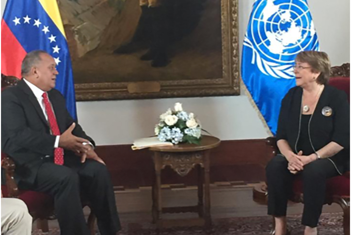 Diosdado Cabello y Michelle Bachelet