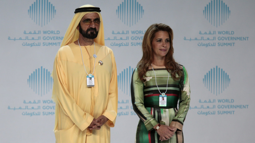 Mohamed bin Rashid Al Maktum y su esposa, la princesa Haya Al Hussein, en Dubái, Emiratos Árabes Unidos, 2018.