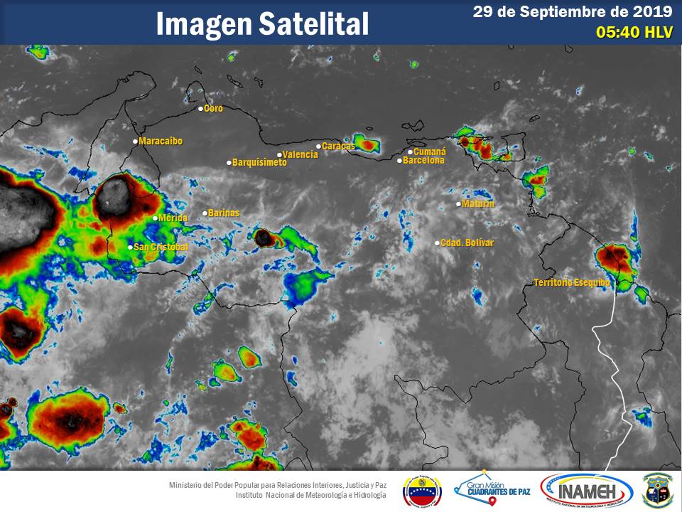 Imagen satelital de Venezuela, estado del tiempo 29 septiembre