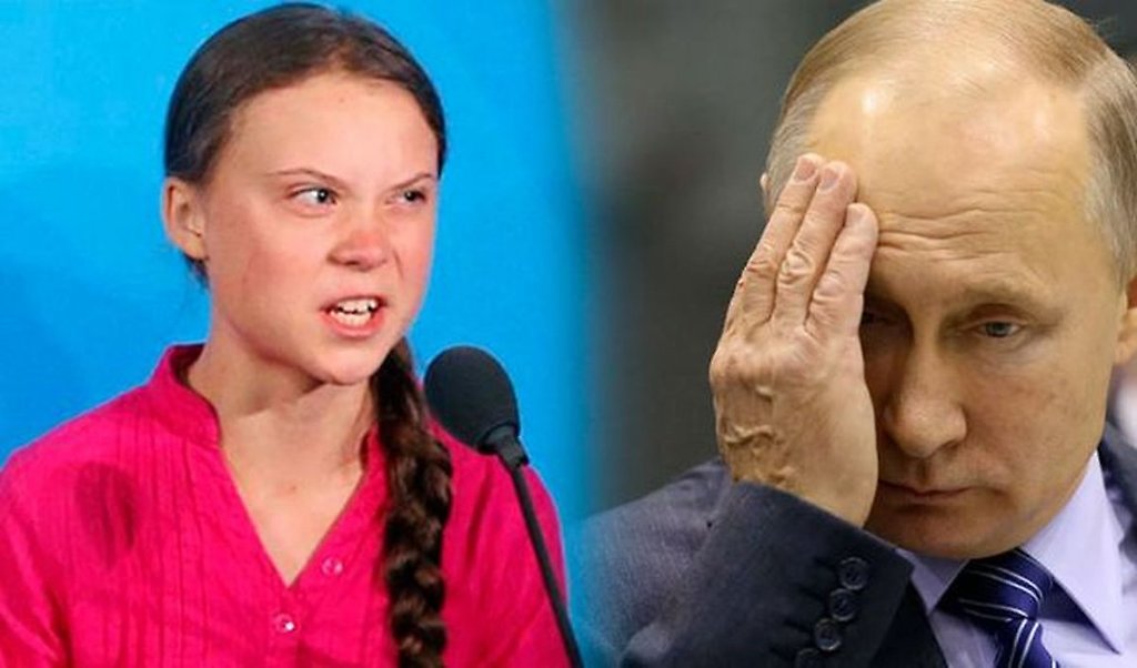 Greta Thunberg y Vladimir Putin