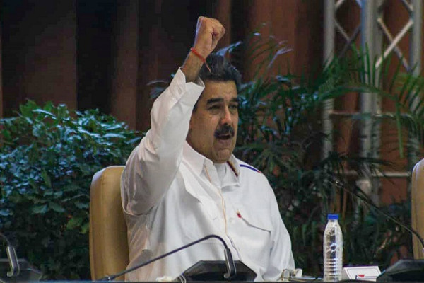 El presidente Maduro durante su participación en la sesión de clausura del Encuentro Antimperialista de Solidaridad por la Democracia y Contra el Neoliberalismo.