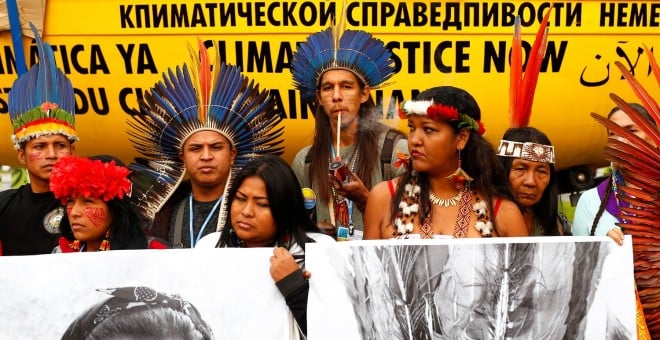 Protesta de activistas indígenas en la Cumbre del Clima de Madrid