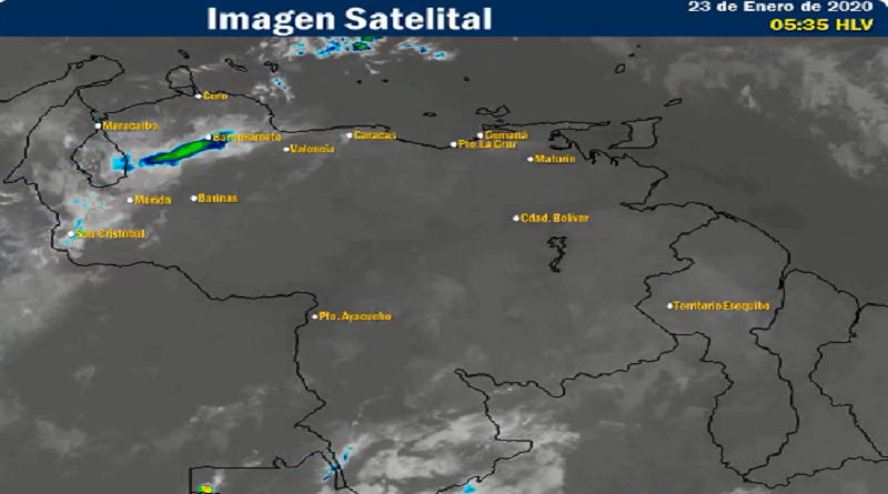 Imagen satelital de Venezuela, estado del tiempo 25 de enero de 2020