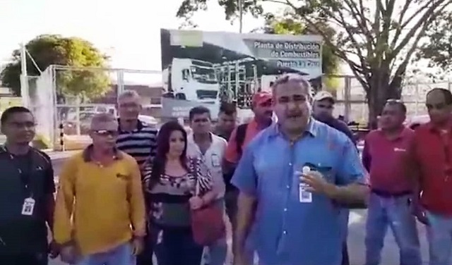 Eudis Girot, director ejecutivo de la Federación Unitaria de Trabajadores Petroleros de Venezuela, en la palabra