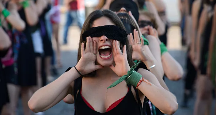 Una marcha contra la violencia de género en Argentina 