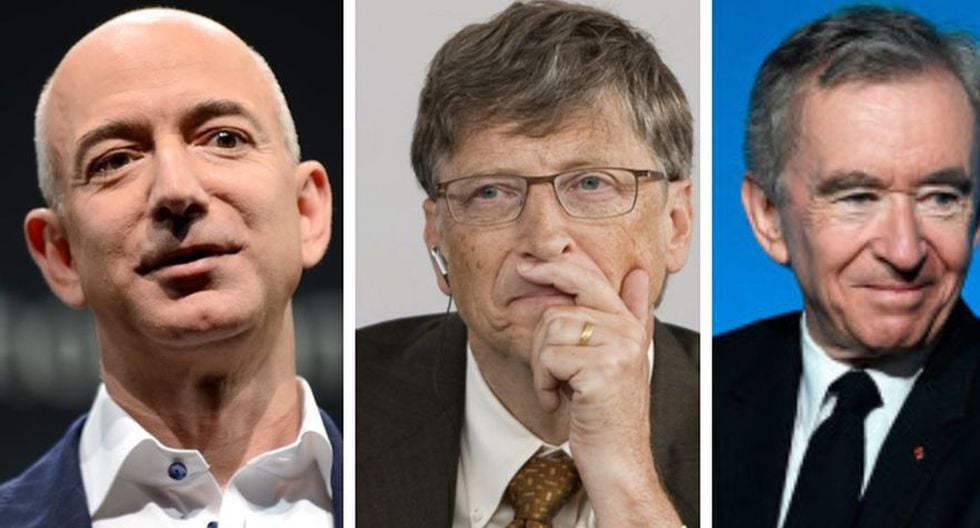 Jeff Bezos, Bill Gates y Bernard Arnault