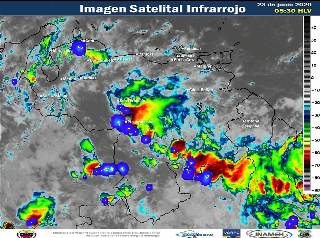 Imagen satelital de Venezuela, estado del tiempo 23 de junio de 2020