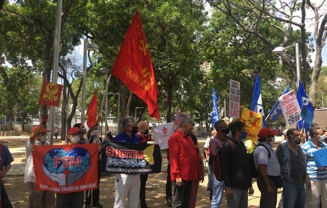 Plantón del FPAA ante el MP en reclamo de libertad y de respeto a los derechos de trabajadores y sindicalistas presos por protestar y ejercer sus funciones en Venezuela