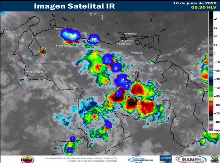 Imagen satelital de Venezuela, estado del tiempo 16 de junio de 2020