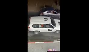 Capturan una imagen en un vehiculo de la ONU en Israel