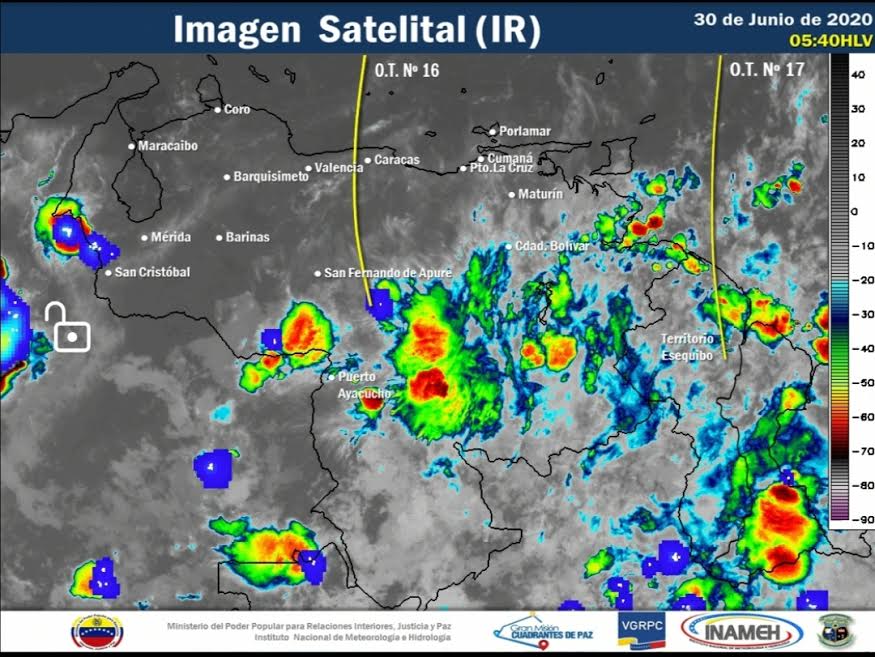 Imagen satelital del estado del tiempo 30 de junio de 2020