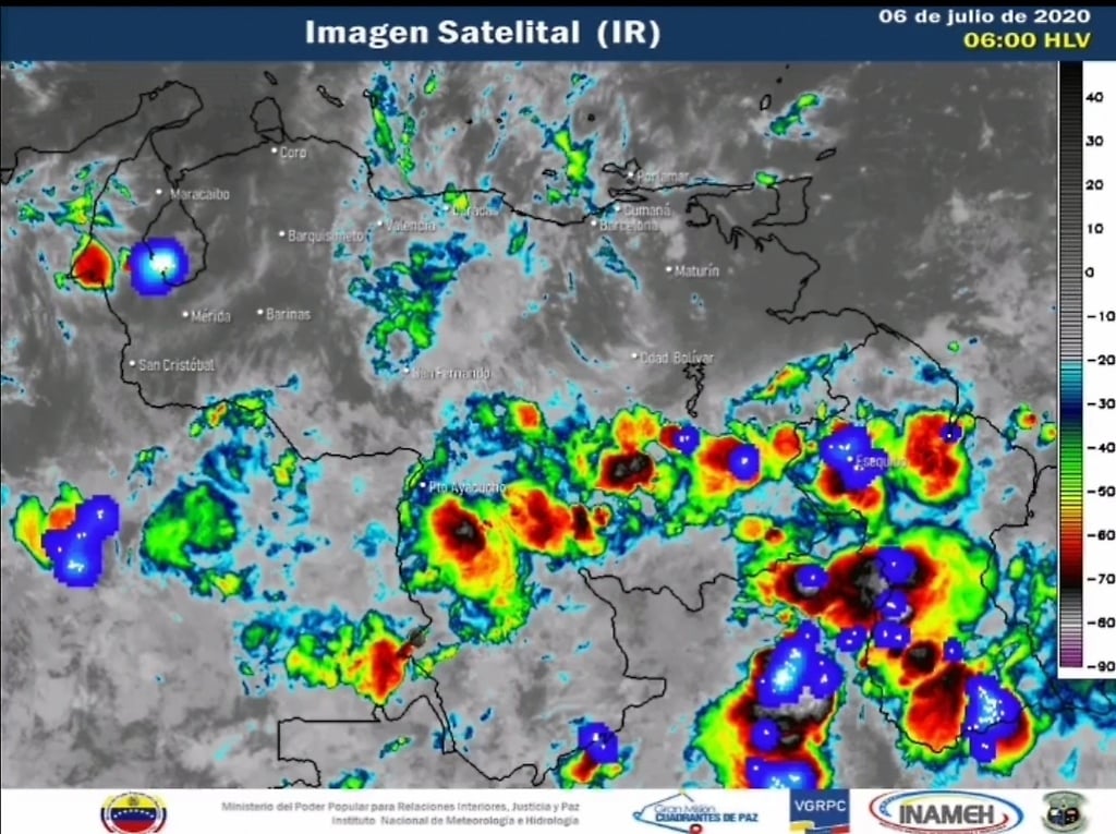 Imagen satelital del estado del tiempo 6 de julio de 2020
