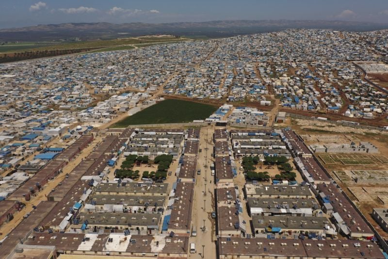 Un amplio campamento de refugiados del lado sirio de la frontera con Turquía, cerca de la localidad de Atma, en la provincia de Idlib, Siria.