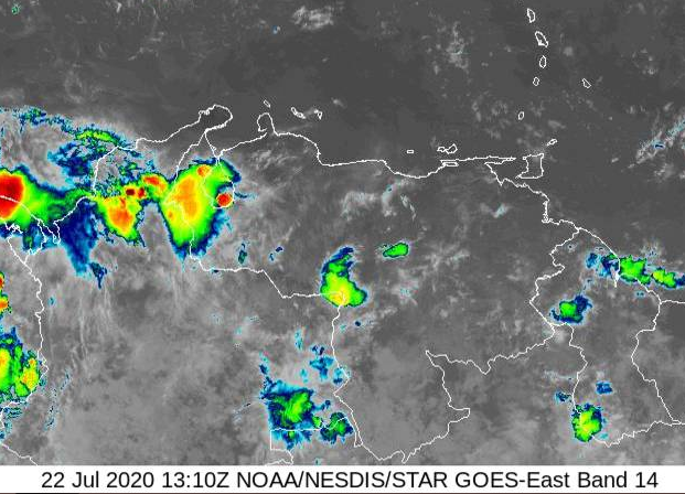 Imagen satelital del estado del tiempo 22 de julio de 2020