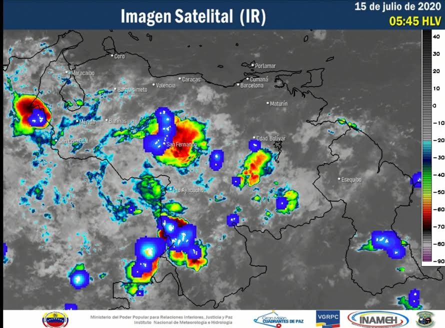 Imagen satelital del estado del tiempo 15 de julio de 2020