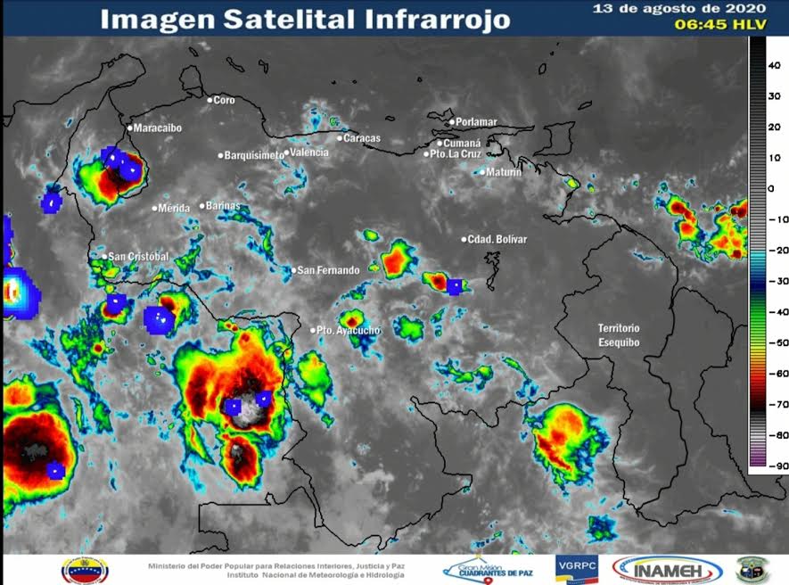 Imagen satelital Venezuela 13 de agosto