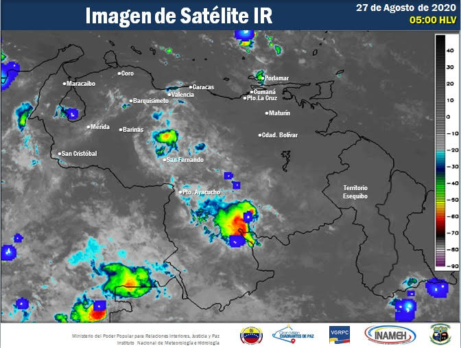 Imagen satelital estado del tiempo 27 de agosto Venezuela