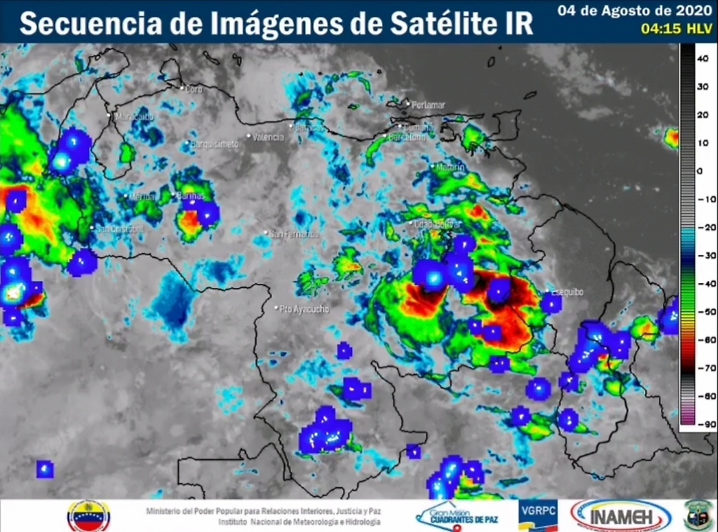 Imagen satelital Venezuela 4 de agosto