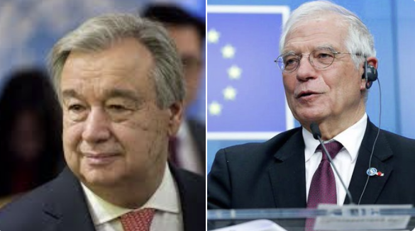 Antonio Guterres, secretario general de la ONU y Josep Borrell, canciller de la UE