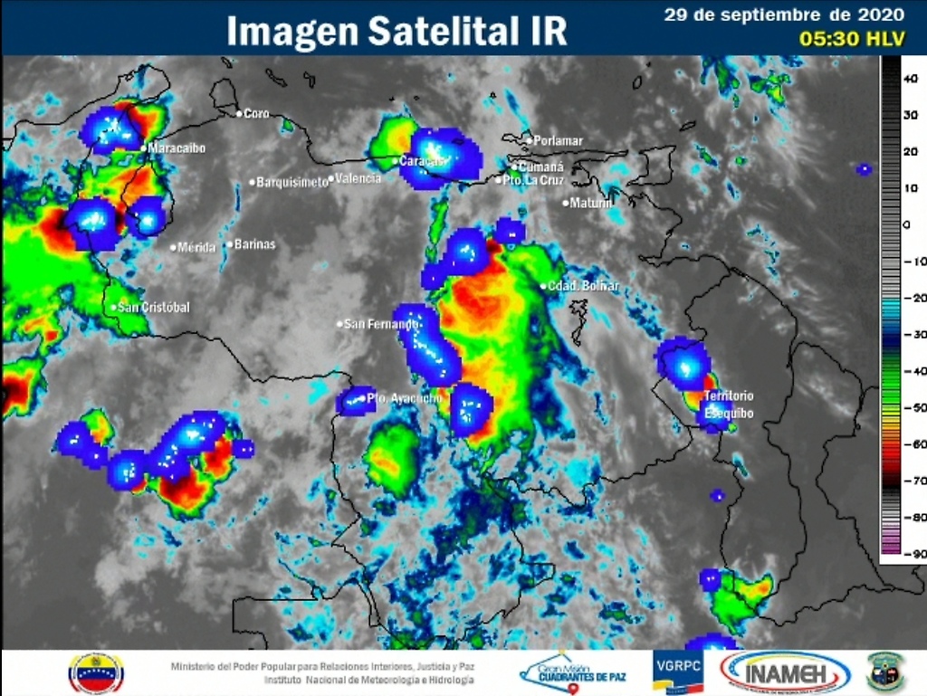Imagen satelital estado del tiempo 29 de septiembre Venezuela