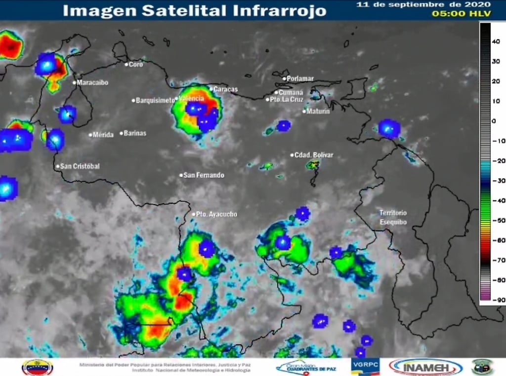 Imagen satelital estado del tiempo 11 de septiembre Venezuela