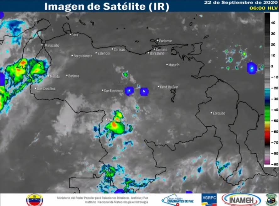 Imagen satelital estado del tiempo 22 de septiembre Venezuela