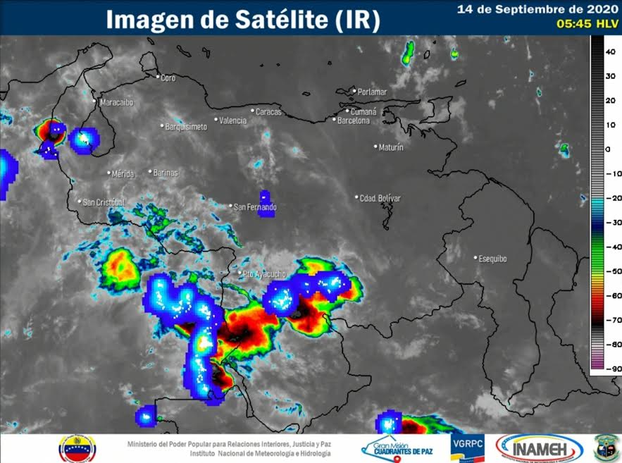 Imagen satelital estado del tiempo 14 de septiembre Venezuela
