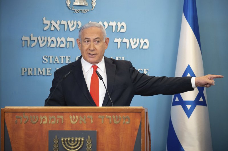 El primer ministro israelí Benjamín Netanyahu habla el domingo 13 de septiembre, durante conferencia de prensa en su oficina, en Jerusalén