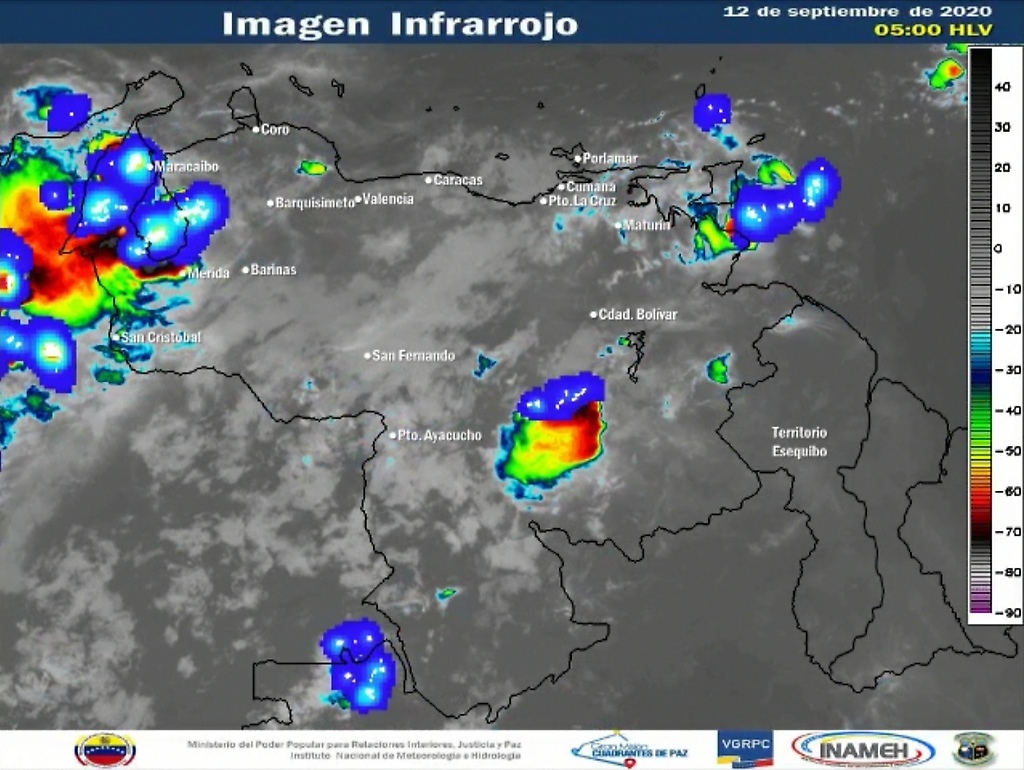 Imagen satelital estado del tiempo 12 de septiembre Venezuela